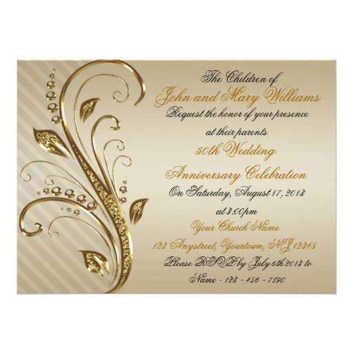 50th Wedding Anniversary Invitation Card