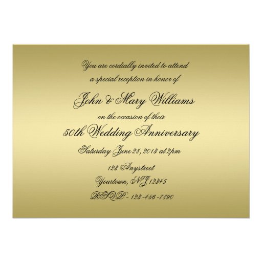 50th Wedding Anniversary Invitation Card