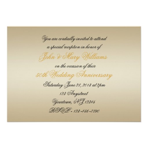 50th Wedding Anniversary Invitation Card