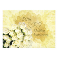 50th Wedding Anniversary Invitation with roses
