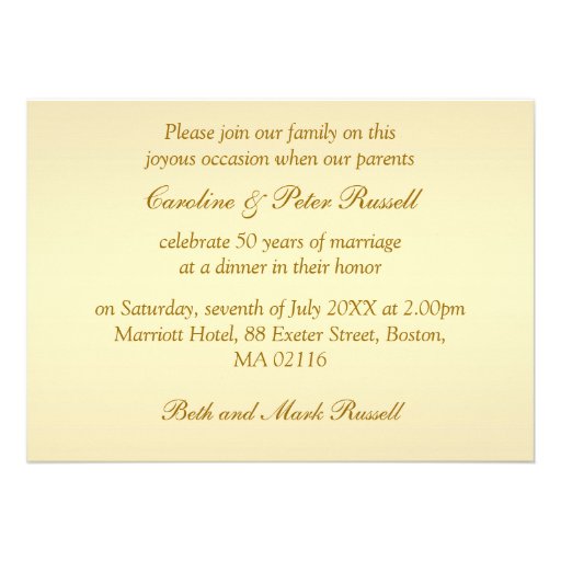 50th Wedding Anniversary Invitation with roses