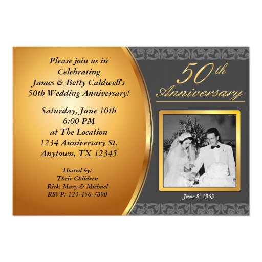 50th Wedding Anniversary Invitations 5" X 7" Invitation Card | Zazzle