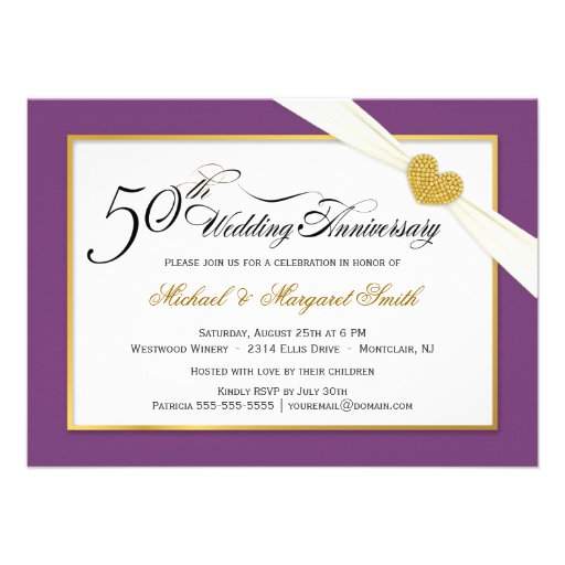 50th Wedding Anniversary Invitations - Purple