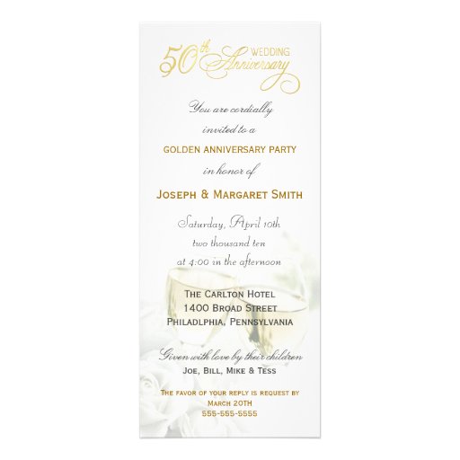 50th Wedding Anniversary Invitations - Tall Invite
