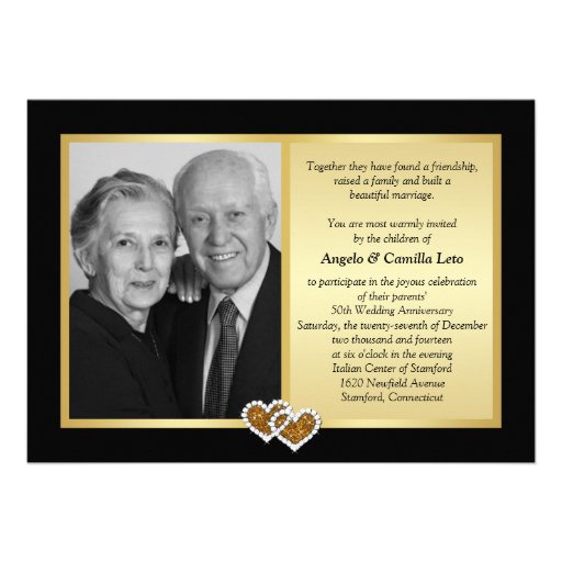 50th Wedding Anniversary Joined Hearts Invite