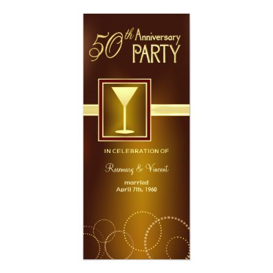 50th Wedding Anniversary Party - Gold Monogram Card
