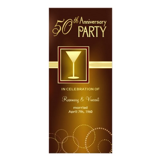 50th Wedding Anniversary Party - Gold Monogram Personalized Announcements