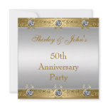 50th Wedding Anniversary Party Gold White invitations