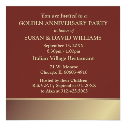 50th Wedding Anniversary Party Invitations