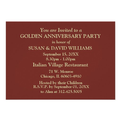 50th Wedding Anniversary Party Invitations