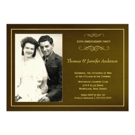 50th Wedding Anniversary Party Photo Invitations