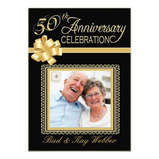 50th Wedding  Anniversary Party Photo Invitations (front side)