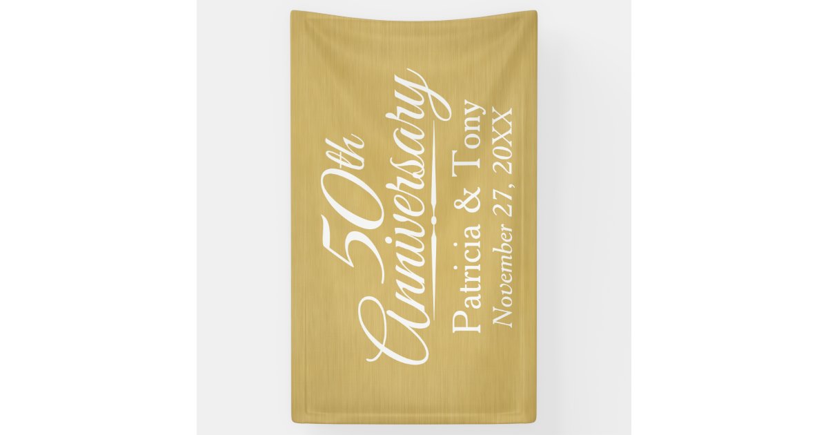 50th Wedding Anniversary Personalized - gold Banner | Zazzle
