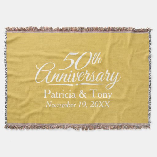 50th Wedding Anniversary Personalized Golden Throw Zazzle