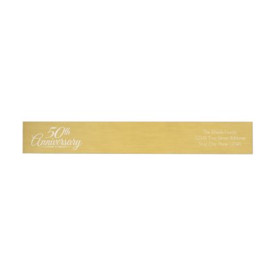 50th Wedding Anniversary Personalized Golden Wrap Around Label