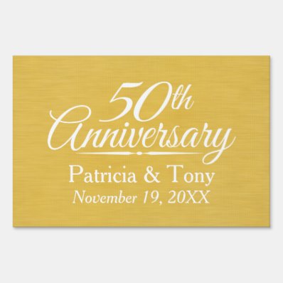 50th Wedding Anniversary Personalized Golden Yard Sign