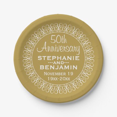 50th Wedding Anniversary Personalized Paper Plate