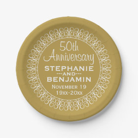 50th Wedding Anniversary Personalized 7 Inch Paper Plate