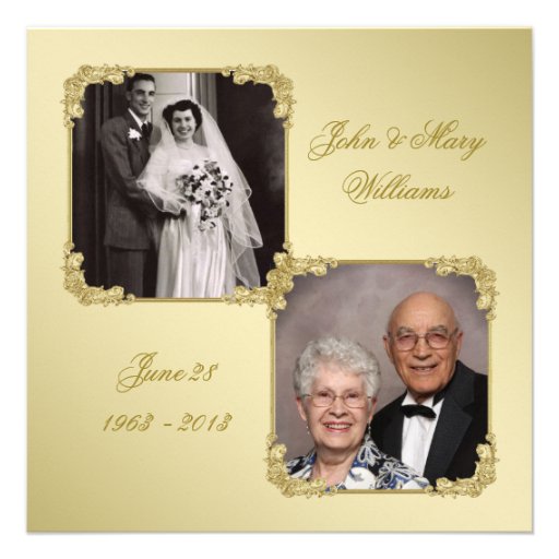 50th Wedding Anniversary Photo Invitation Card (front side)