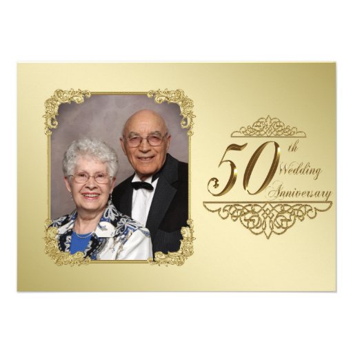 50th Wedding Anniversary Photo Invitation Card