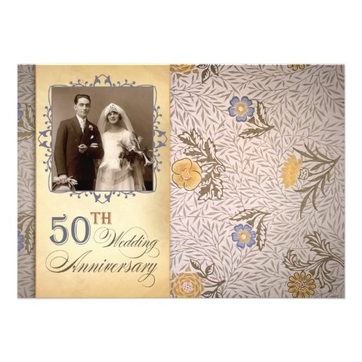 50th wedding anniversary photo vintage invites