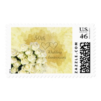 50th Wedding Anniversary Postage - cream roses