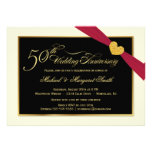 50th Wedding Anniversary Red Ribbon Invitations