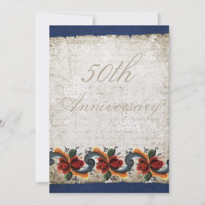 50th Wedding Anniversary Rosemaling Personalized Announcements by 