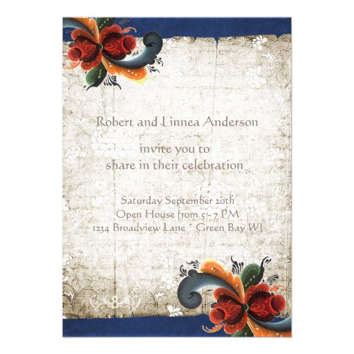 50th Wedding Anniversary - Rosemaling Personalized Announcements