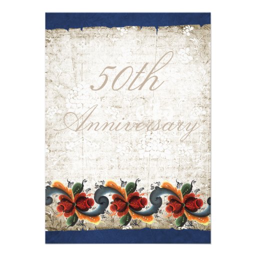 50th Wedding Anniversary - Rosemaling Personalized Announcements