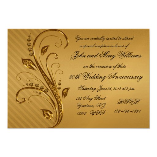 50th Wedding Anniversary RSVP Card Invitations