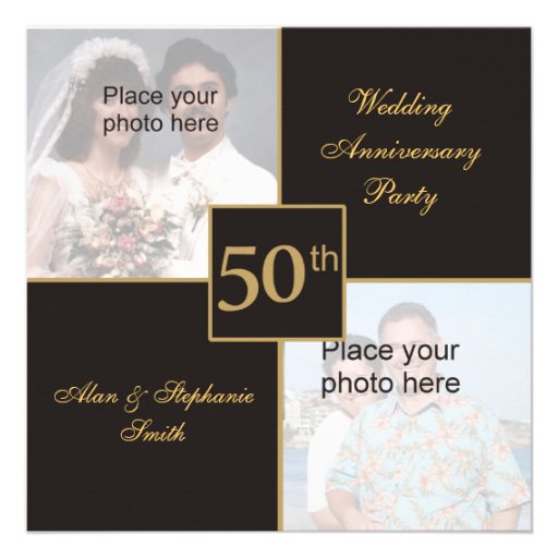 50th Wedding Anniversary Then & Now Pictures Personalized Announcements