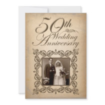 50th wedding anniversary vintage invitation