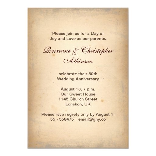 50th wedding anniversary vintage invitation