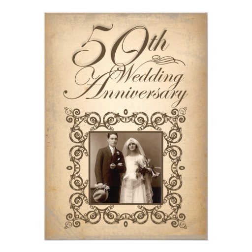 50th wedding anniversary vintage invitation