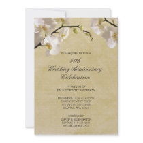 50th Wedding Anniversary Vintage White Orchid Custom Announcements