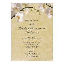 50th Wedding Anniversary Vintage White Orchid Custom Announcements