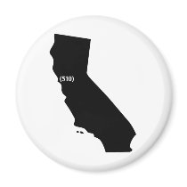 510 Area Code, California, Bay Area Fridge Magnet