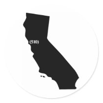 510 Area Code, California, Bay Area Round Sticker