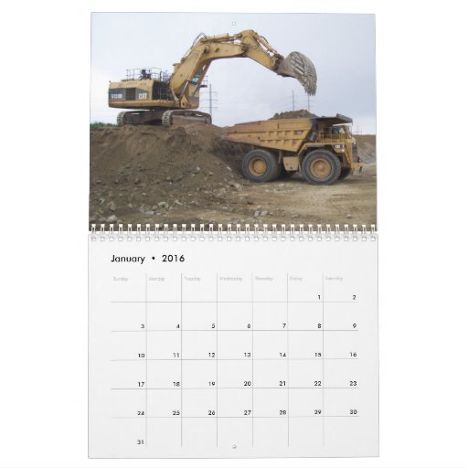 5130 Excavator/Dump truck, Heavy Equipment Calendar Zazzle