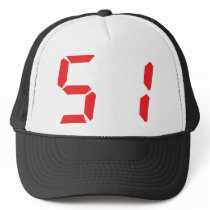 51 fifty-one red alarm clock digital number hats