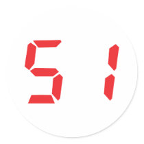 51 fifty-one red alarm clock digital number stickers