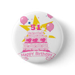 51 Year Old Birthday Cake Pinback Buttons