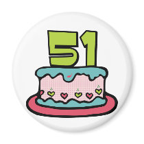 51 Year Old Birthday Cake magnets
