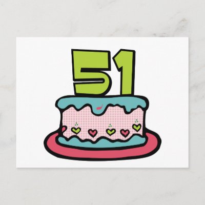 51 Year Old Birthday Cake Post Cards by Birthday_Bash