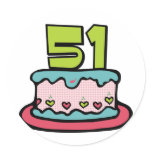 51 Year Old Birthday Cake Sticker