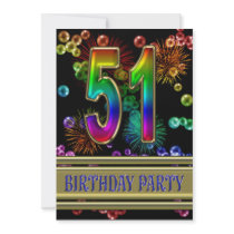 51st Birthday party Invitation with bubbles