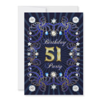 51st birthday party invite with masses of jewels