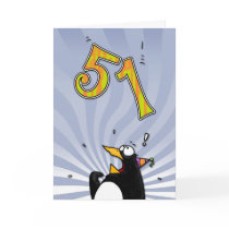 51st Birthday - Penguin Surprise Card