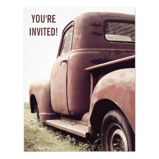 52 Primer Vintage Pickup Truck Party for Old Guy Invitations